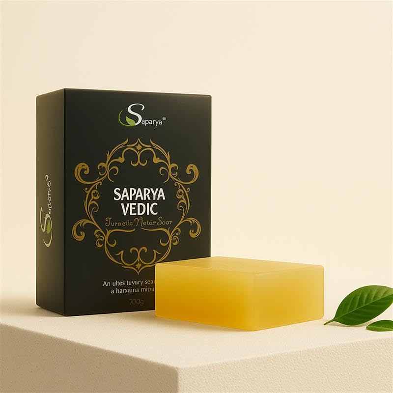 Saparya Vedic Fairness Bliss| Sandal wood and Kumkumadi thailam (SAFFRON OIL) | Handcrafted Glycerine Soap | With chandan and Kesar | Aromatic with Avarampoo,and Aloe Vera |Tan removal specialist for glowing skin bath soap 100 gm. Soap set of: (8)
