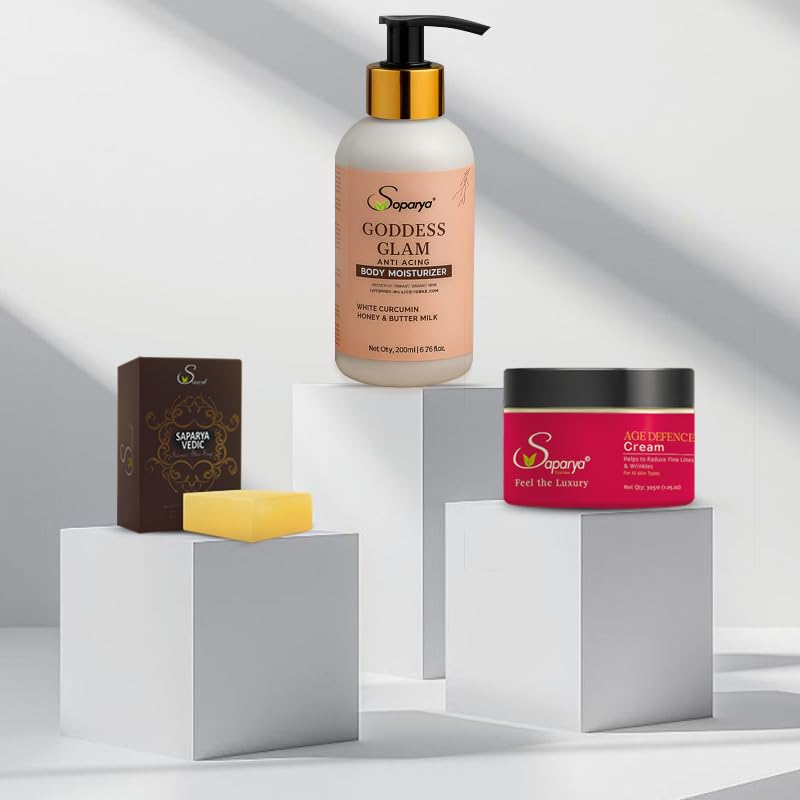 YOUNG AND RADIANT COMBO SAPARYA VEDIC | Powerful natural ANTI-AGEING solution | chemical free | advanced ayurveda | Clinically Proven | no more wrinkles and fine lines | 3 products
