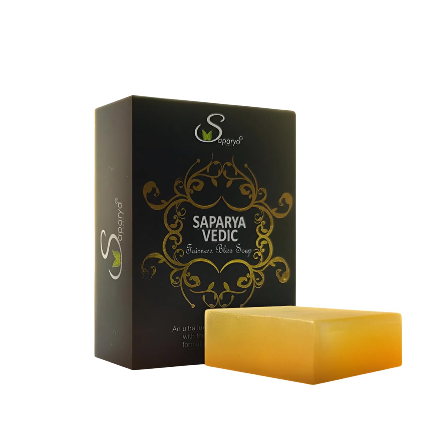 Saparya Vedic Golden Honey Elegance Soap | Handmade Glycerine Transparent Bathing Bar with Honey Turmeric Almond Oil Chamomile Extract | All Skin Type Glowing Soap for Men Women (Pack of 4, 100g Each)