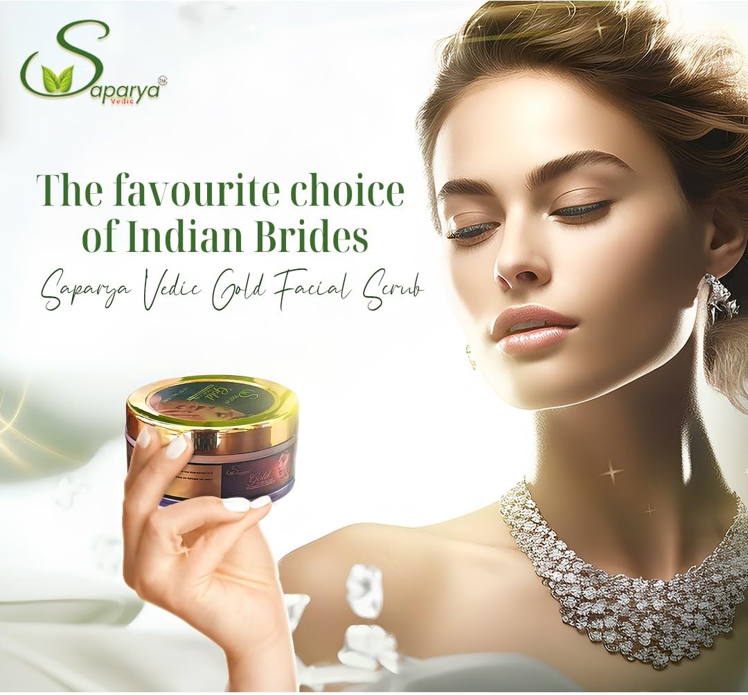 SAPARYA VEDIC INSTANT BRIGHTENING Gold Facial 50gm | Kerala Ayurvedic |DE-TAN in 15 MINUTES|Pigmentation cream |Skin Glow Cream | Anti-Aging & Pigmentation Removal | For Age Reversal and Radiant Glow | Luxury Face Cream for Youthful Skin