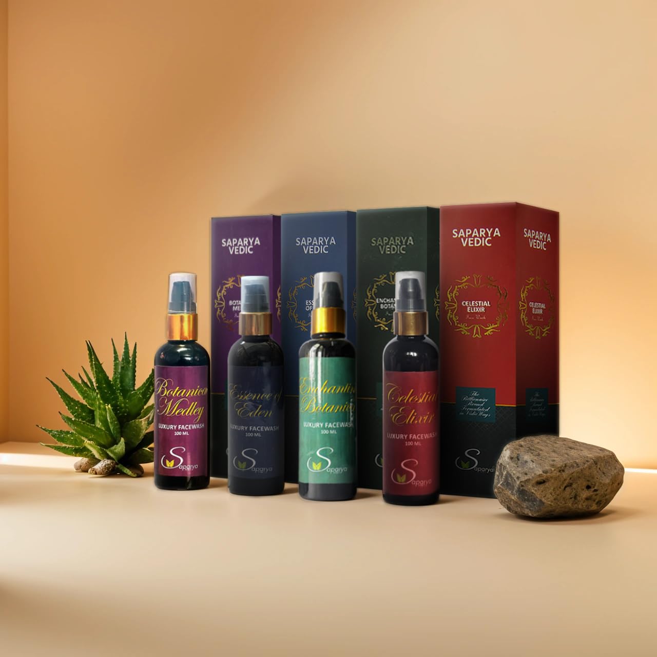 Saparya Vedic Natural Herbal Extract Facewash | Chemical Free All Skin Types Hydrating Face Wash | Ayurvedic DE-TAN Anti-Ageing Anti-Acne Daily Gentle Cleanser for Men Women (Pack of 4, 100 ml Each)