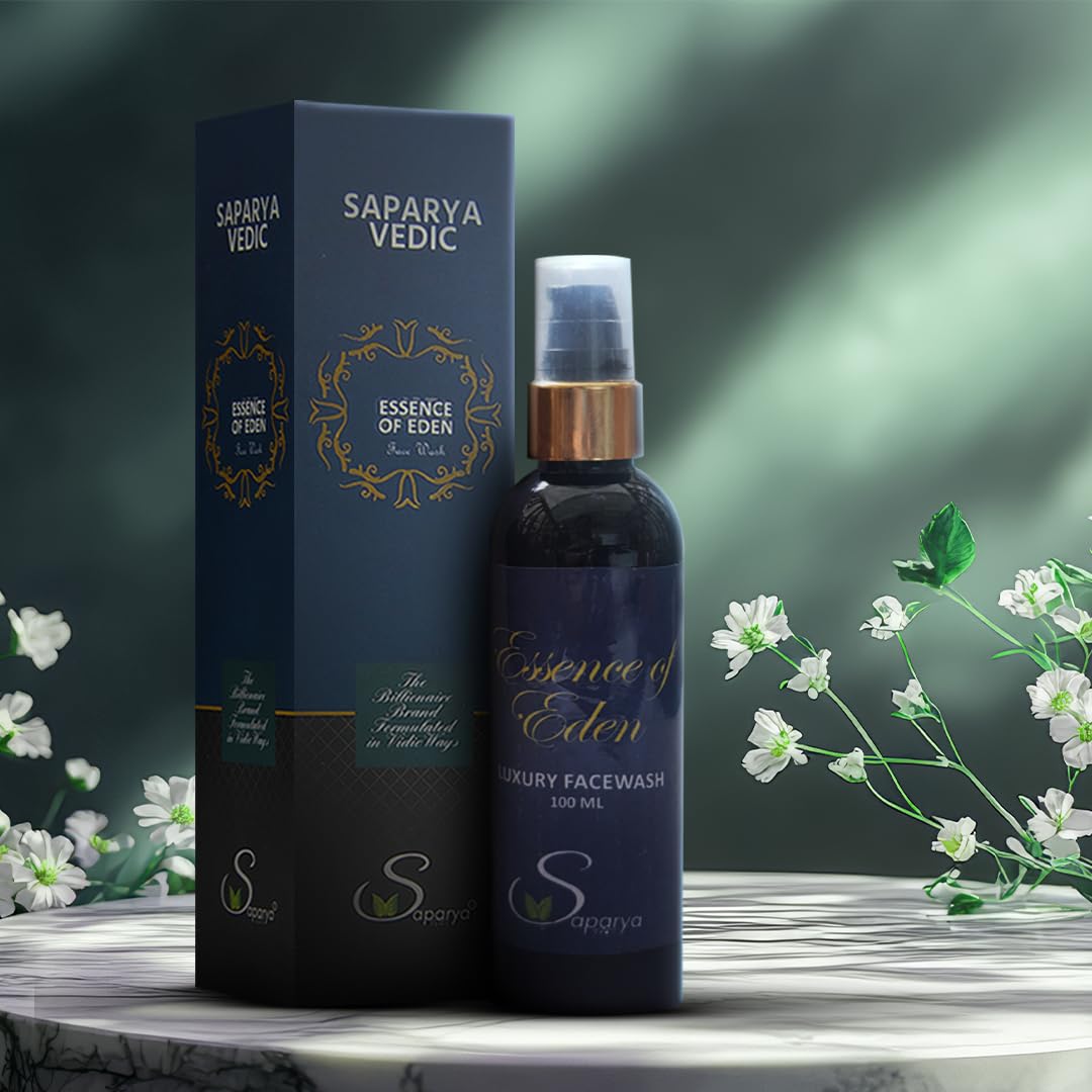 Saparya Vedic Essence Of Eden Facewash | Ayurvedic Anti-Acne anti tan Facial Cleanser With Natural Ingredients | Chemical-Free Herbal Blend All Skin Type Hydrating Face Wash for Men and Women (100 ml) | set of three (3)