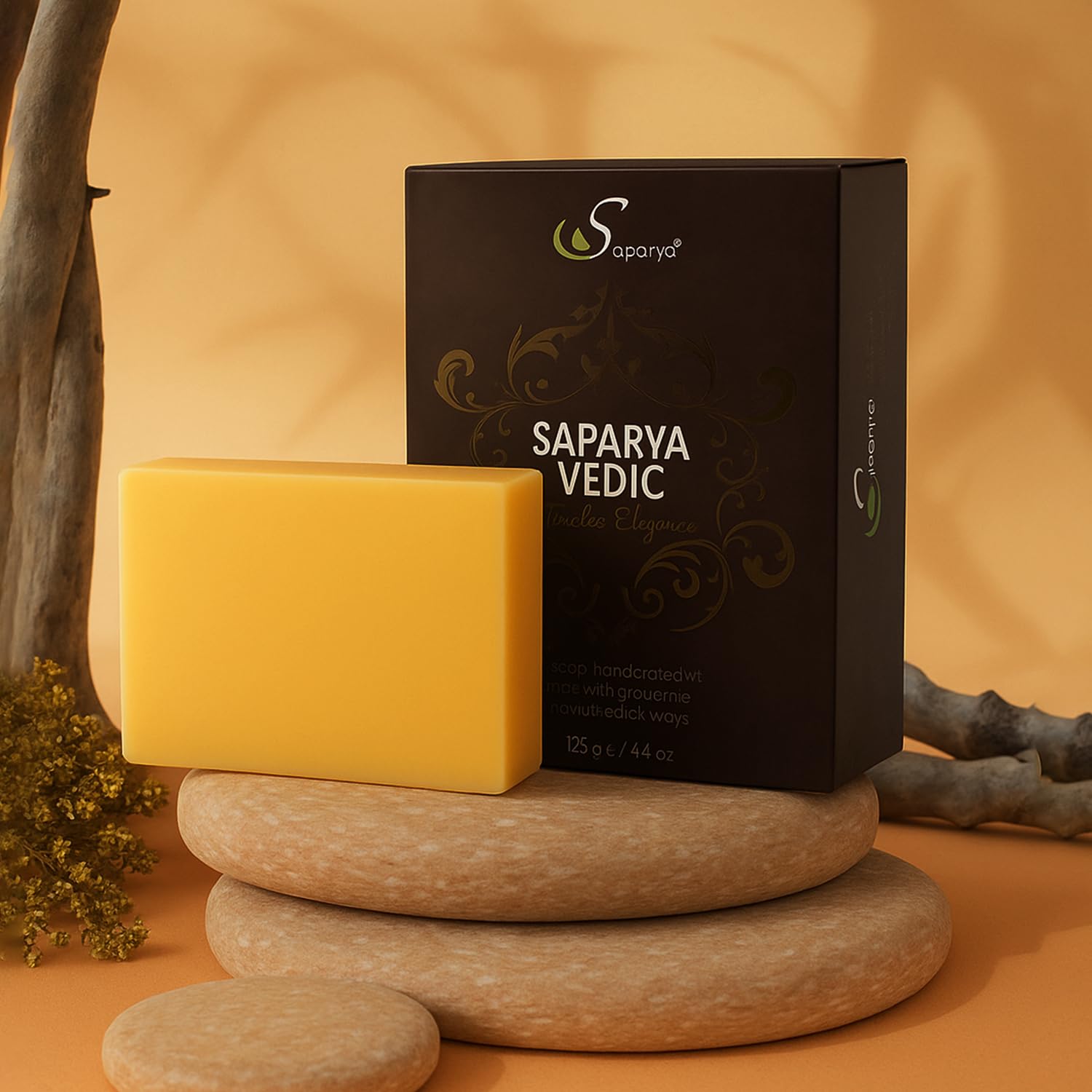 Saparya Vedic Golden Honey Elegance Soap | Handmade Glycerine Transparent Bathing Bar with Honey Turmeric Almond Oil Chamomile Extract | All Skin Type Glowing Soap for Men Women (Pack of 4, 100g Each)