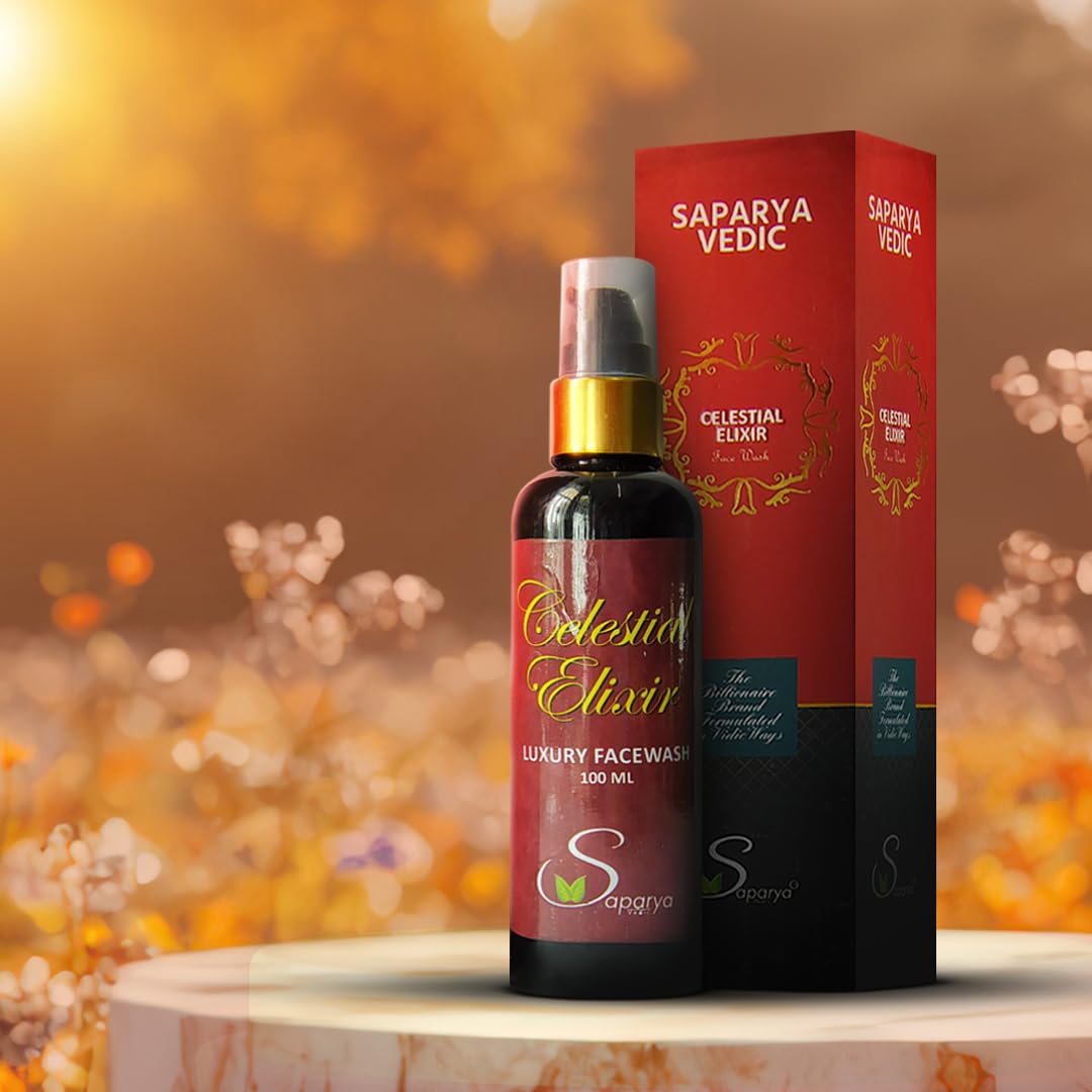 SAPARYA VEDIC Celestial Elixir Facewash | Natural De-Tan Facial Cleanser With Aloe Vera Turmeric Witch Hazel Jasmine Rosemary | All Skin Types Hydrating Gel Based Face Wash For Men and Women (100 ml)