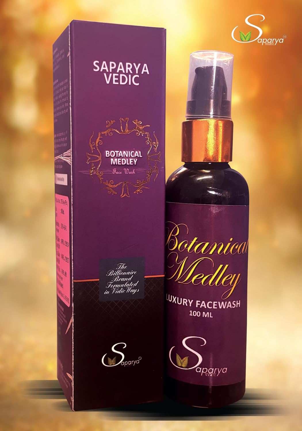 SAPARYA VEDIC Botanical Medley Facewash | Ayurvedic Detoxifying Brightening Facial Cleanser With Natural Ingredients | Chemical-Free All Skin Types Gel Based Glowing Face Wash For Men & Women (100 ml)