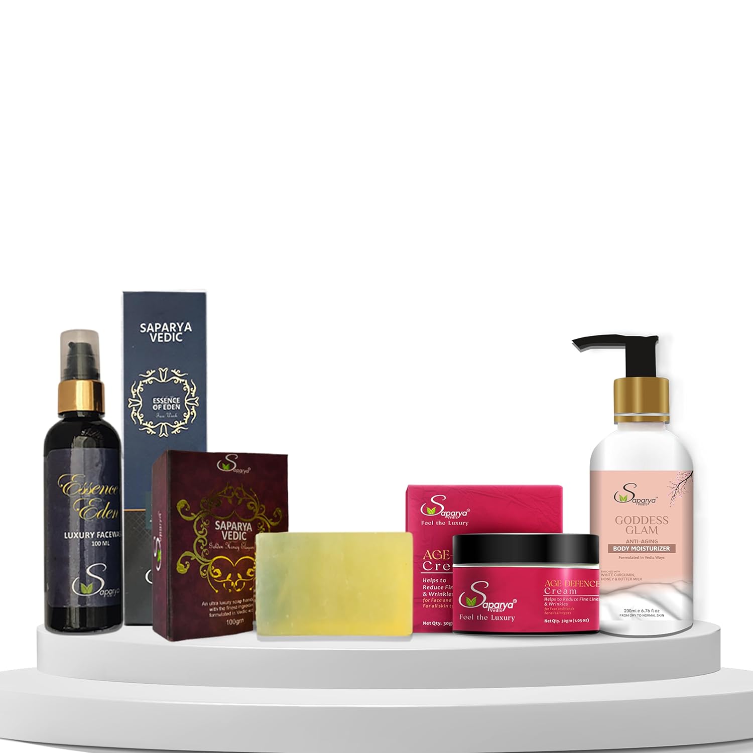 Saparya Vedic Unisex Ayurvedic Herbal Ingredients Anti-Aging Kit with Body Wash, Face Cream, Moisturizer and Soap | Natural Glowing Skincare Combo Set for Men and Women (4 Products)