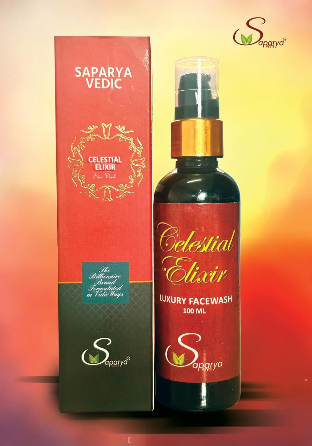 SAPARYA VEDIC Celestial Elixir Facewash | Natural De-Tan Facial Cleanser With Aloe Vera Turmeric Witch Hazel Jasmine Rosemary | All Skin Types Hydrating Gel Based Face Wash For Men and Women (100 ml)