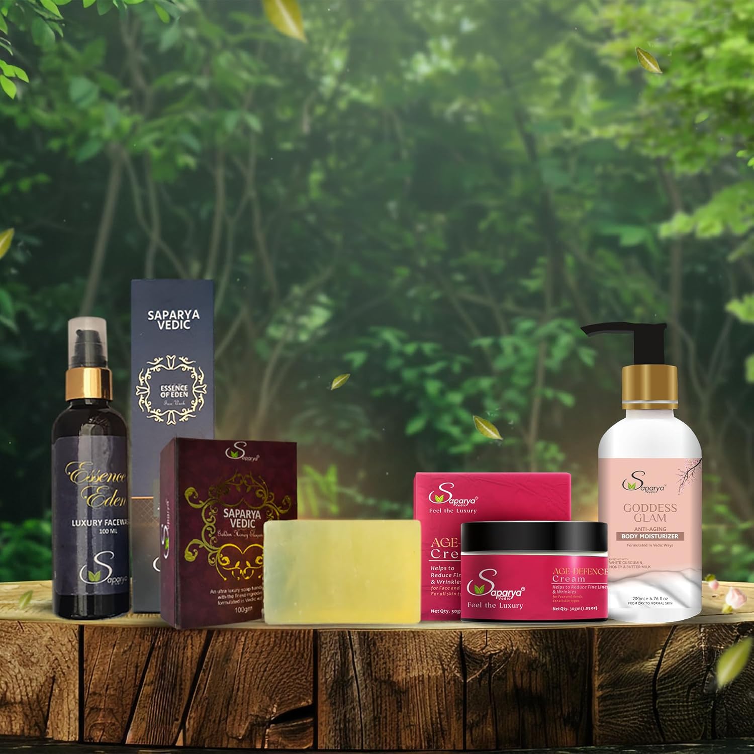 Saparya Vedic Unisex Ayurvedic Herbal Ingredients Anti-Aging Kit with Body Wash, Face Cream, Moisturizer and Soap | Natural Glowing Skincare Combo Set for Men and Women (4 Products)
