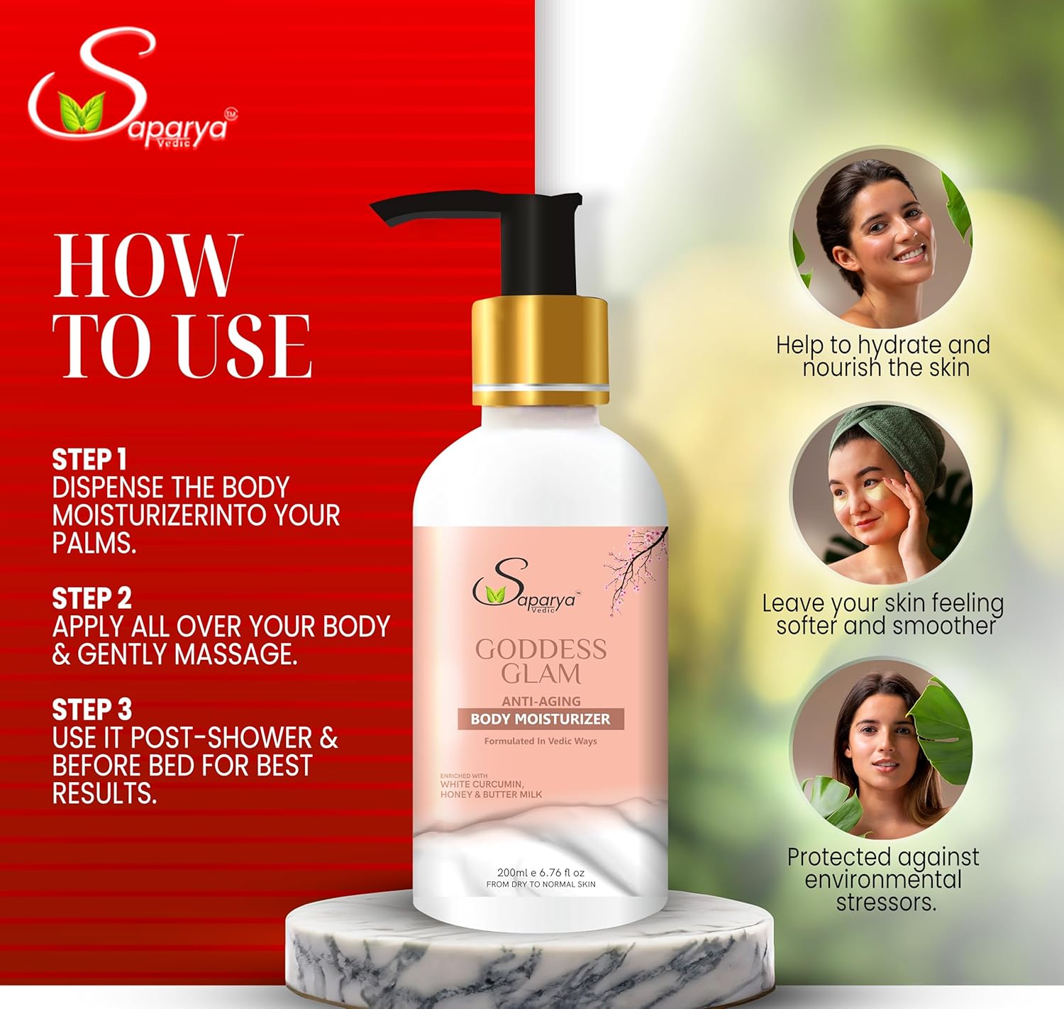 YOUNG AND RADIANT COMBO SAPARYA VEDIC | Powerful natural ANTI-AGEING solution | chemical free | advanced ayurveda | Clinically Proven | no more wrinkles and fine lines | 3 products