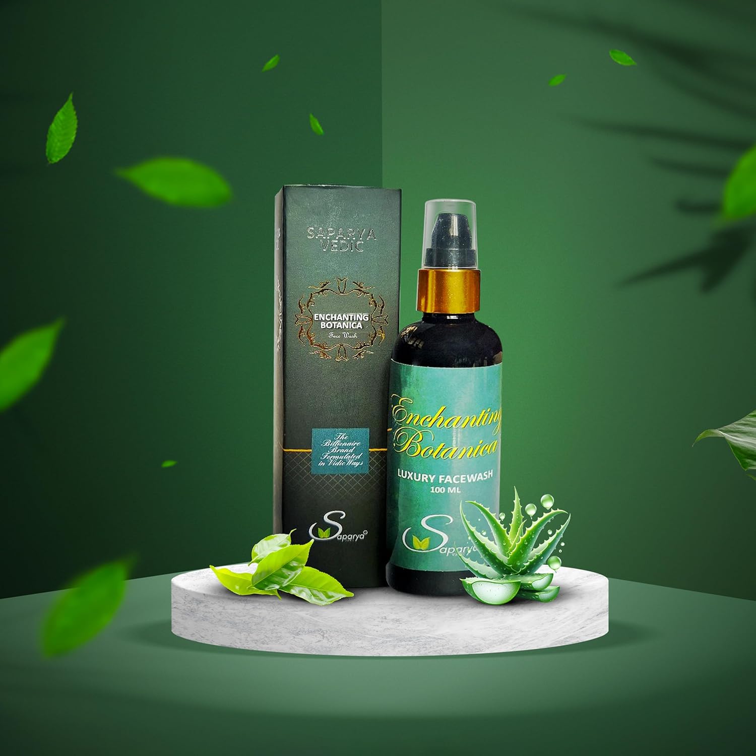 Saparya Vedic Enchanting Botanica Facewash | Natural Facial Cleanser with Rose Water Chamomile Green Tea Calendula Lavender Rosehip Oil | All Skin Types Gel Based Face Wash For Men and Women (100 ml)