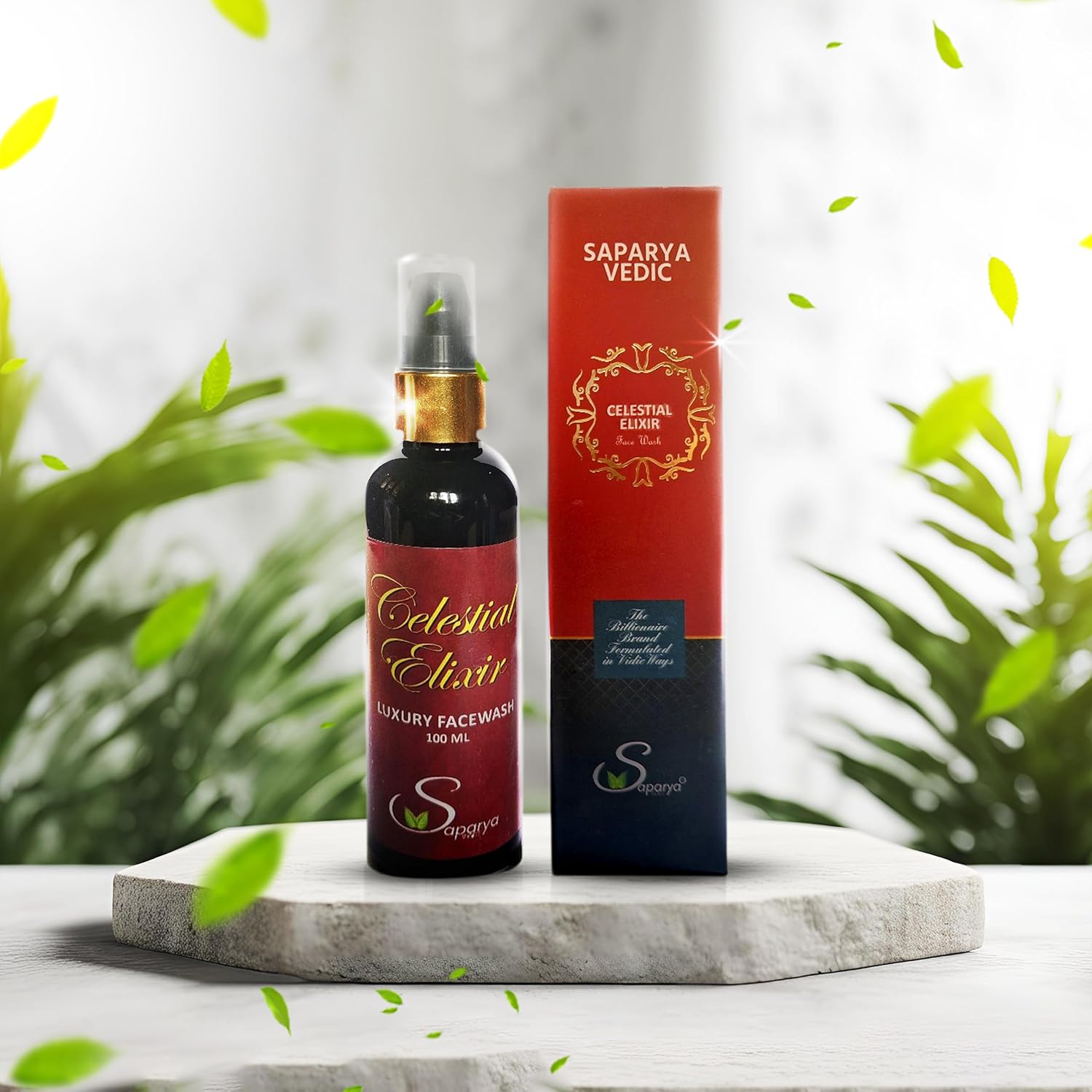 SAPARYA VEDIC Celestial Elixir Facewash | Natural De-Tan Facial Cleanser With Aloe Vera Turmeric Witch Hazel Jasmine Rosemary | All Skin Types Hydrating Gel Based Face Wash For Men and Women (100 ml)