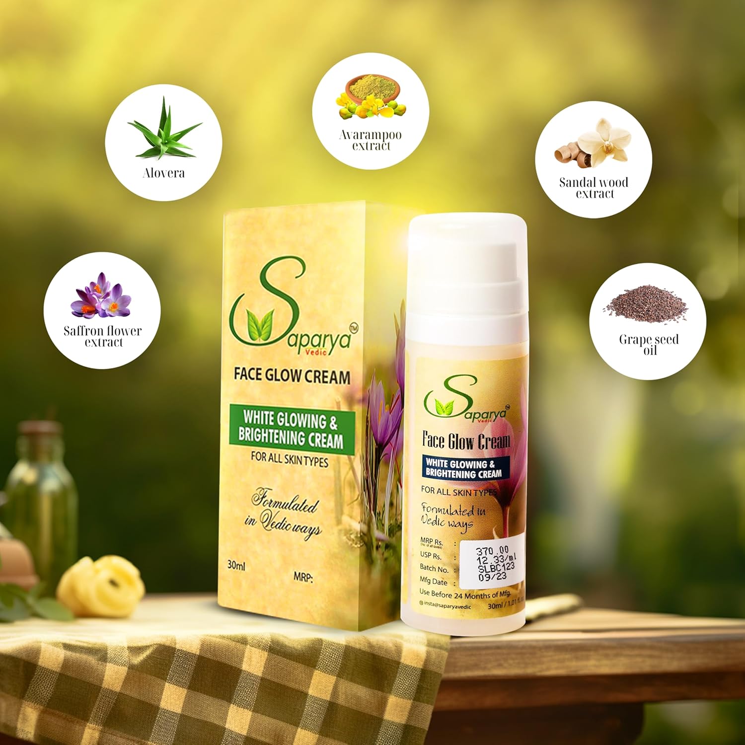 Saparya Vedic Unisex Ayurvedic Herbal Ingredients Anti-Aging Kit with Body Wash, Face Cream, Scrub, Moisturizer, Soap | Men and Women Natural Glowing Skincare Set for Dead Skin, Fine Lines (7 in 1)