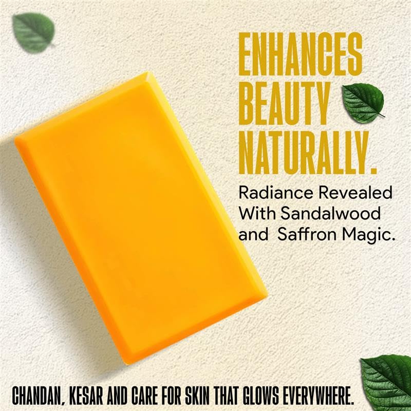 soap bar with sandalwood and saffron ingredients on a light background