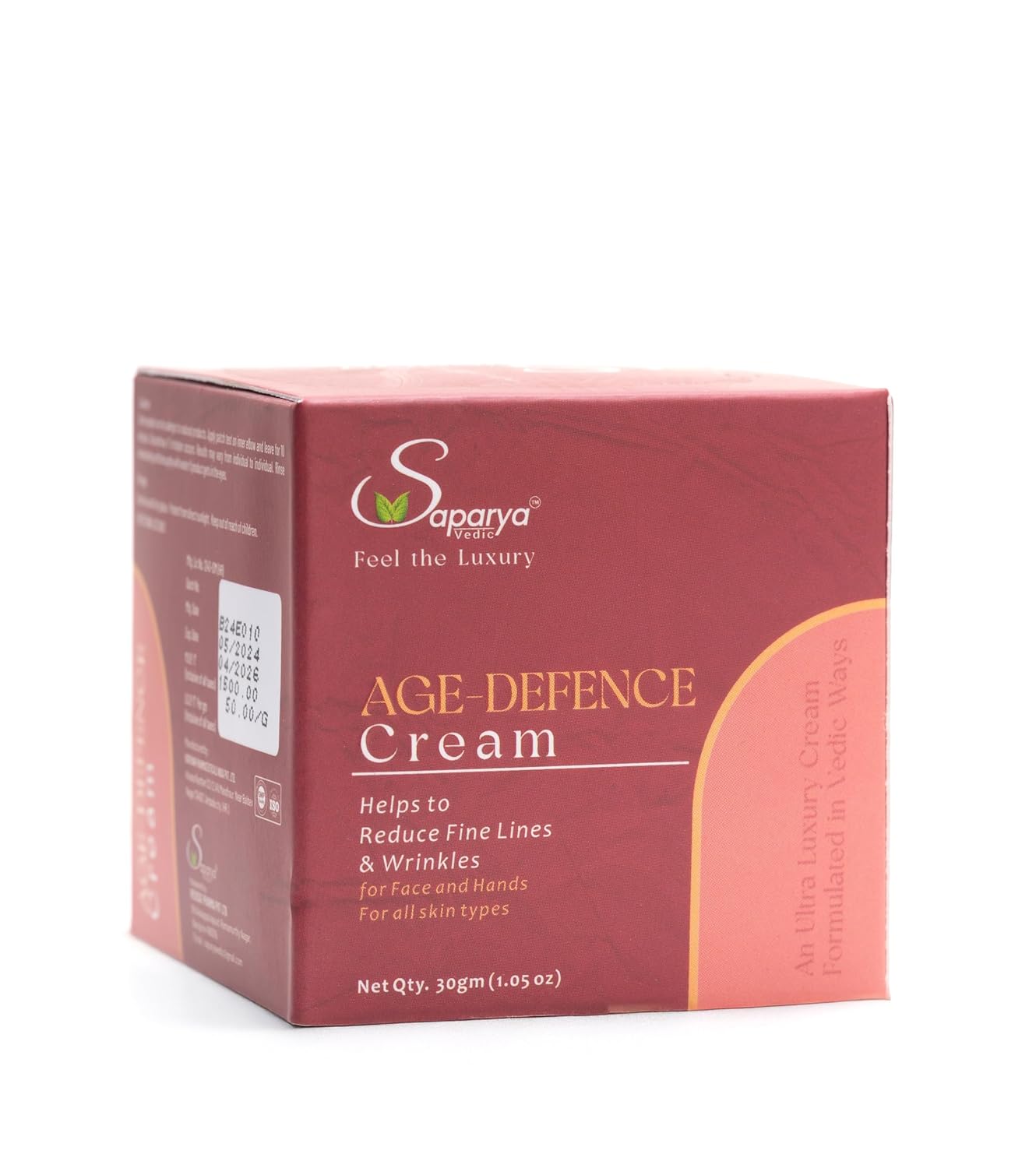 SAPARYAVEDIC AGE DEFENCE CREAM 30gm - For MEN | Anti-Ageing Face Cream |Day and night cream Anti Wrinkles & Fine Lines | Prejuvenating Face Cream for All Skin Types