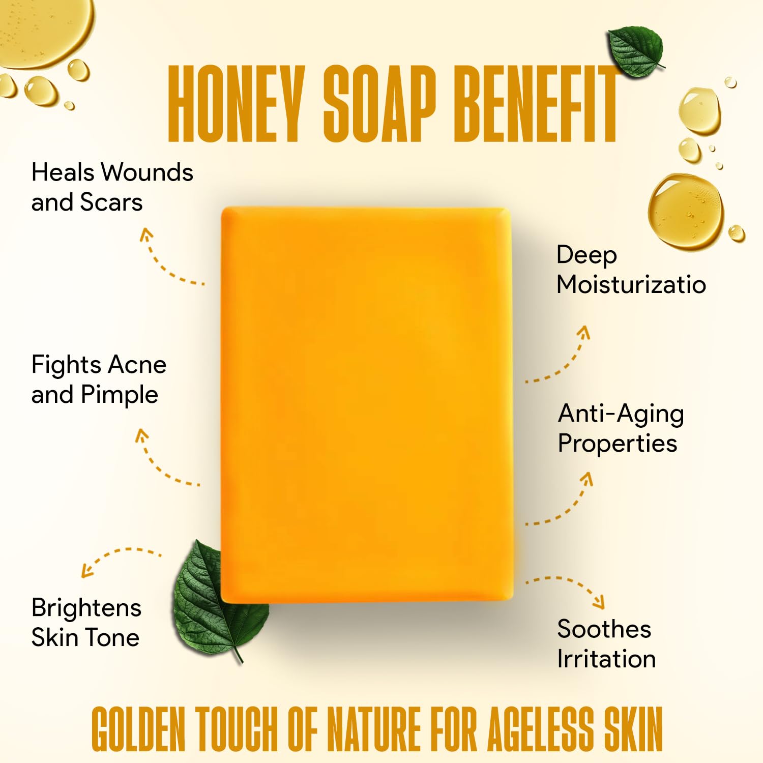 Saparya Vedic Golden Honey Elegance Soap | Handmade Glycerine Transparent Bathing Bar with Honey Turmeric Almond Oil Chamomile Extract | All Skin Type Glowing Soap for Men Women (Pack of 4, 100g Each)