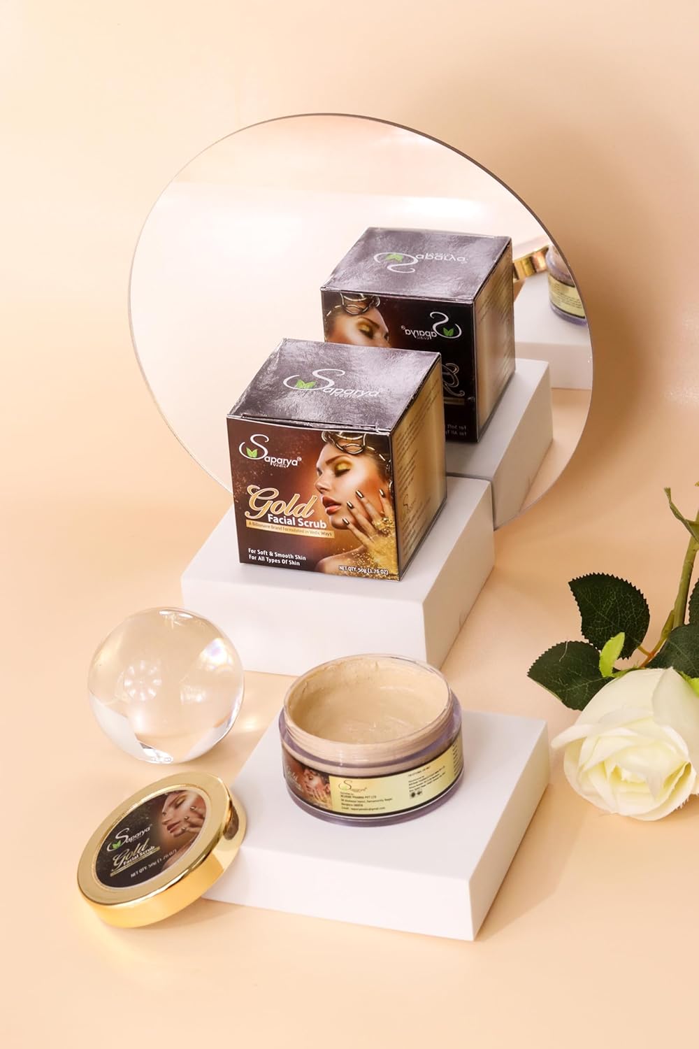 SAPARYA VEDIC INSTANT BRIGHTENING Gold Facial 50gm | Kerala Ayurvedic |DE-TAN in 15 MINUTES|Pigmentation cream |Skin Glow Cream | Anti-Aging & Pigmentation Removal | For Age Reversal and Radiant Glow | Luxury Face Cream for Youthful Skin