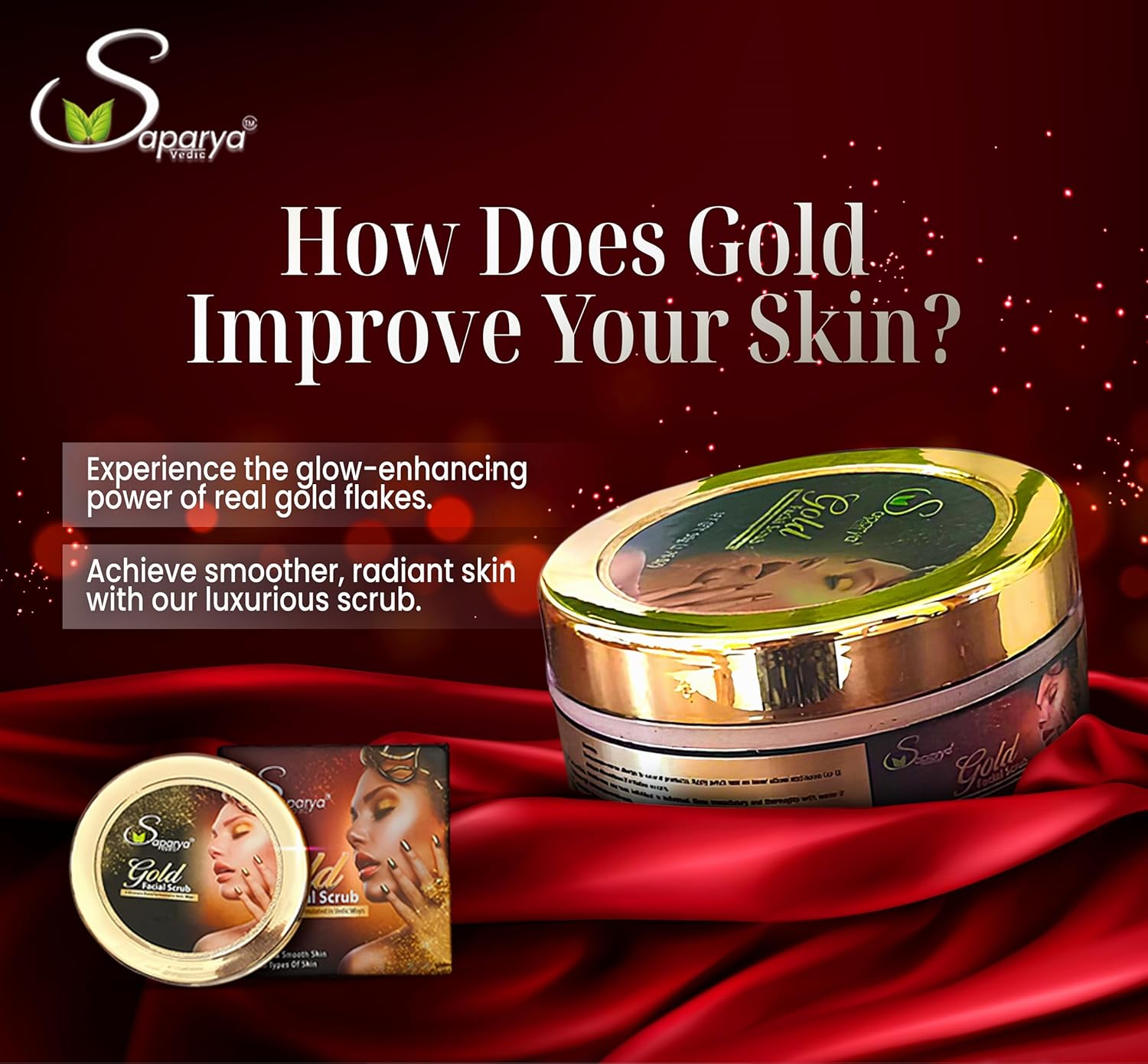 SAPARYA VEDIC INSTANT BRIGHTENING Gold Facial 50gm | Kerala Ayurvedic |DE-TAN in 15 MINUTES|Pigmentation cream |Skin Glow Cream | Anti-Aging & Pigmentation Removal | For Age Reversal and Radiant Glow | Luxury Face Cream for Youthful Skin