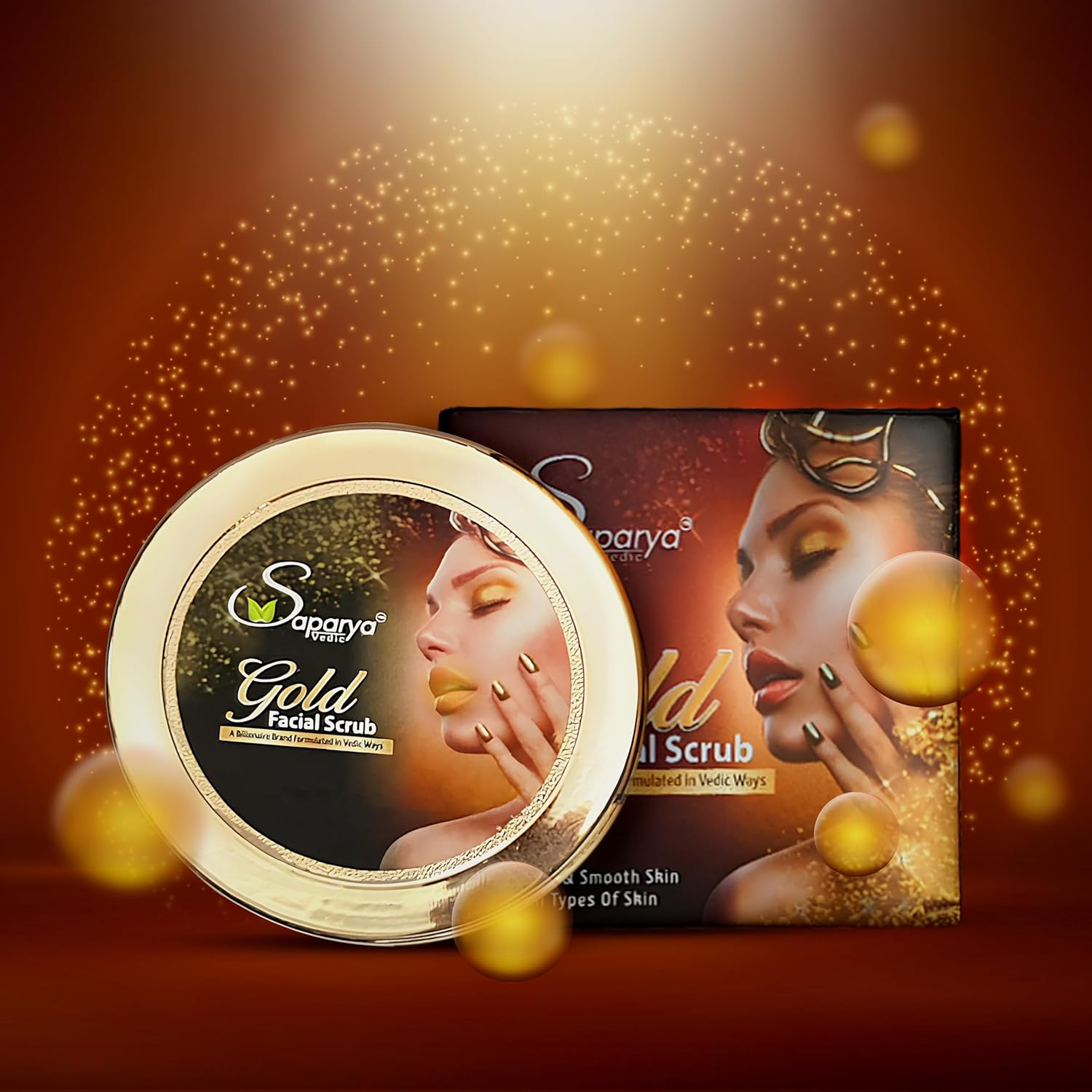 SAPARYA VEDIC INSTANT BRIGHTENING Gold Facial 50gm | Kerala Ayurvedic |DE-TAN in 15 MINUTES|Pigmentation cream |Skin Glow Cream | Anti-Aging & Pigmentation Removal | For Age Reversal and Radiant Glow | Luxury Face Cream for Youthful Skin