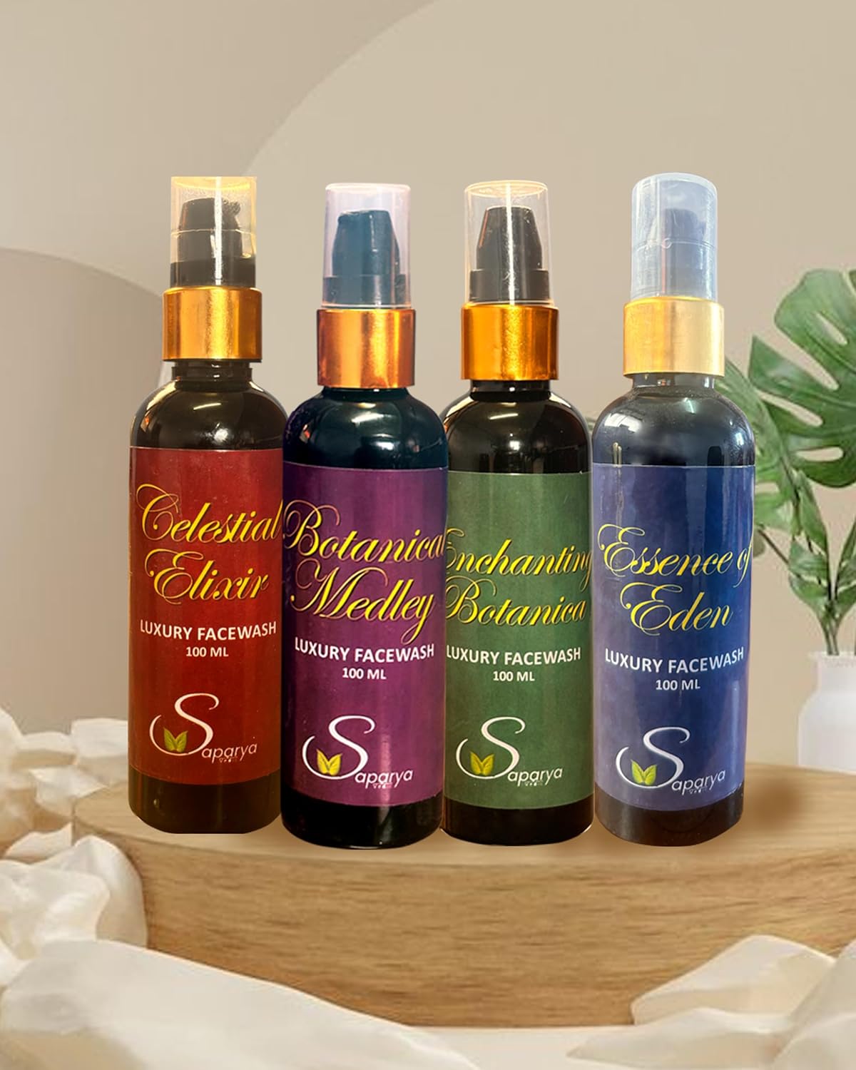 Saparya Vedic Natural Herbal Extract Facewash | Chemical Free All Skin Types Hydrating Face Wash | Ayurvedic DE-TAN Anti-Ageing Anti-Acne Daily Gentle Cleanser for Men Women (Pack of 4, 100 ml Each)