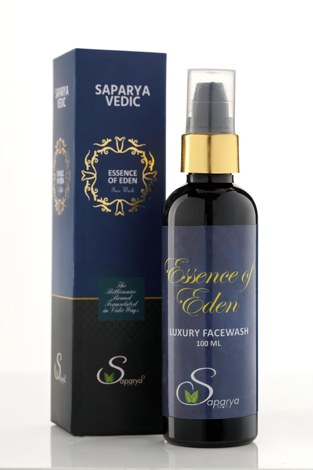 Saprya Vedic luxury facewash bottle and packaging on a white background
