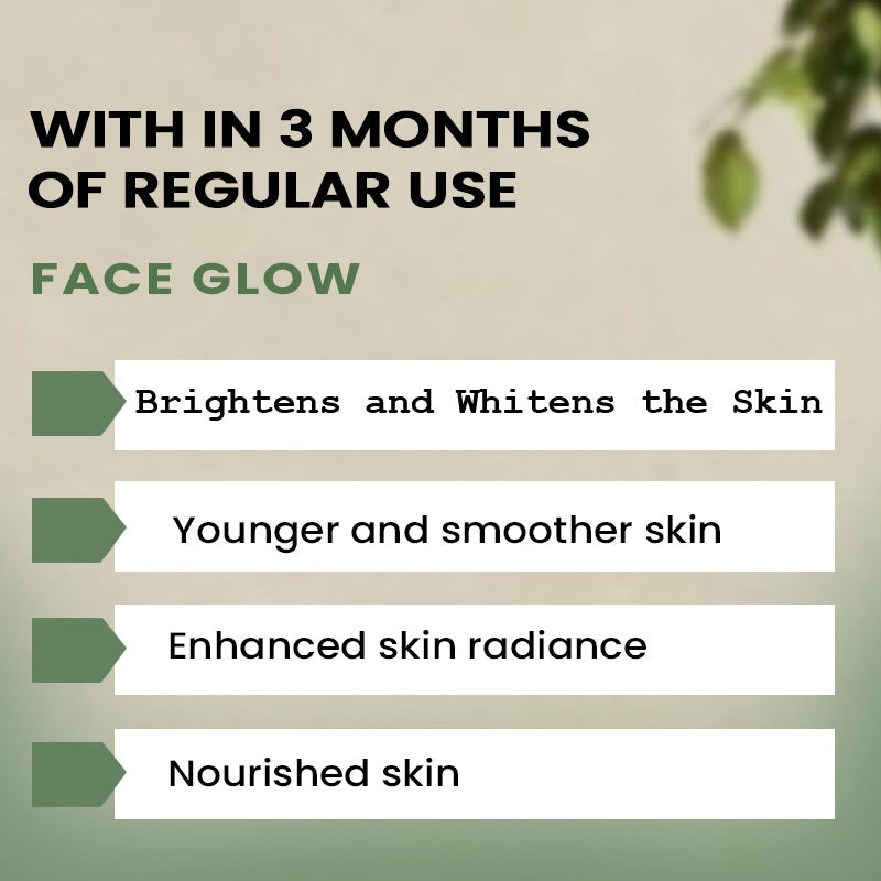 Text on  describing skin benefits from regular use of a product.